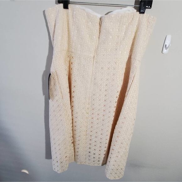 J. Crew‎ Cream Strapless Fit & Flare Dress Textured Party Cocktail Dress Size 16 - Picture 11 of 14